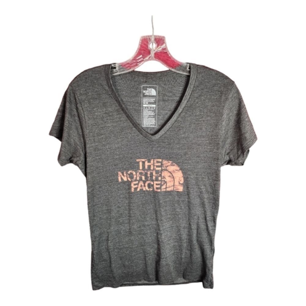 NWOT The North Face tee Medium Slim Fit Shirt Logo Gray Short Sleeve‎ Woman's